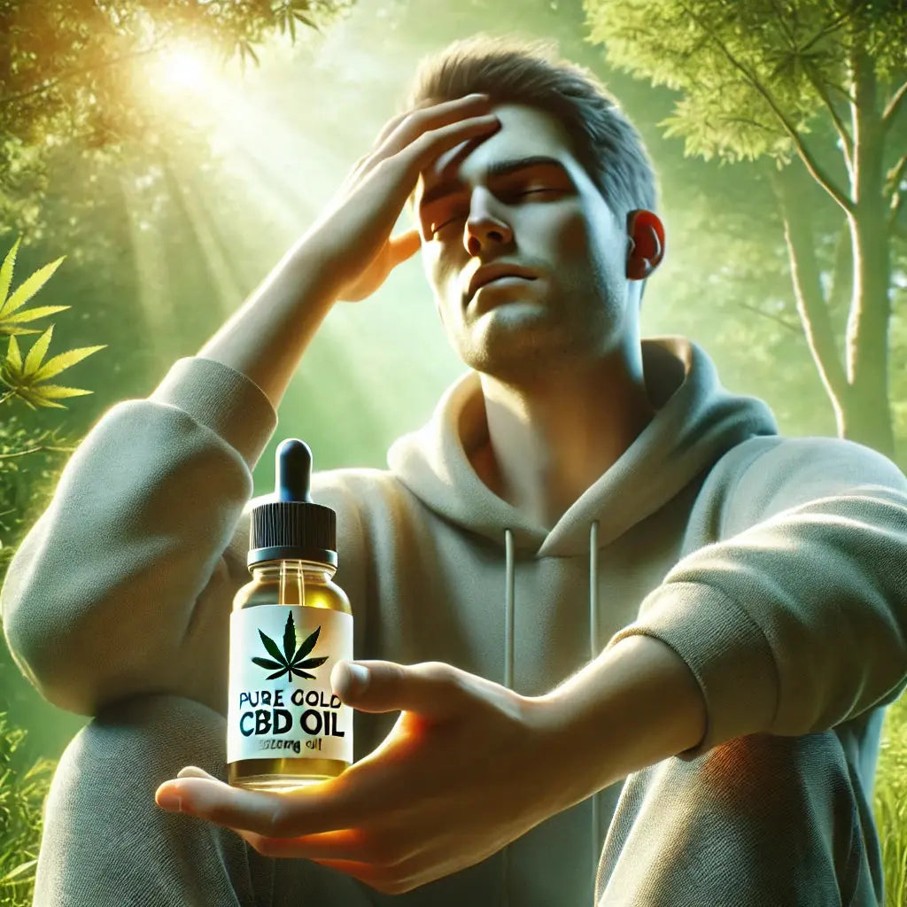 CBD-Öl Pure Gold 250mg in einer entspannten natürlichen Umgebung