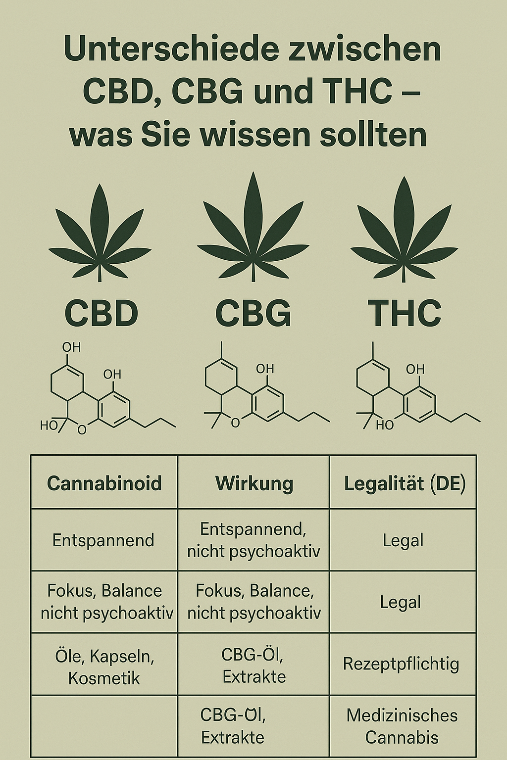Unterschiede zwischen CBD, CBG und THC – was Sie wissen sollten?
